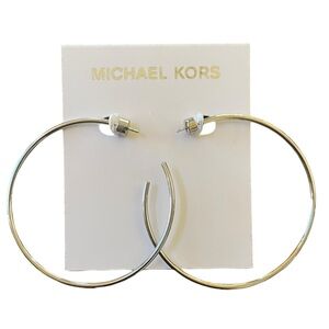 Michael Kors Hoop Earrings Silver Stainless Steel 2.5"
